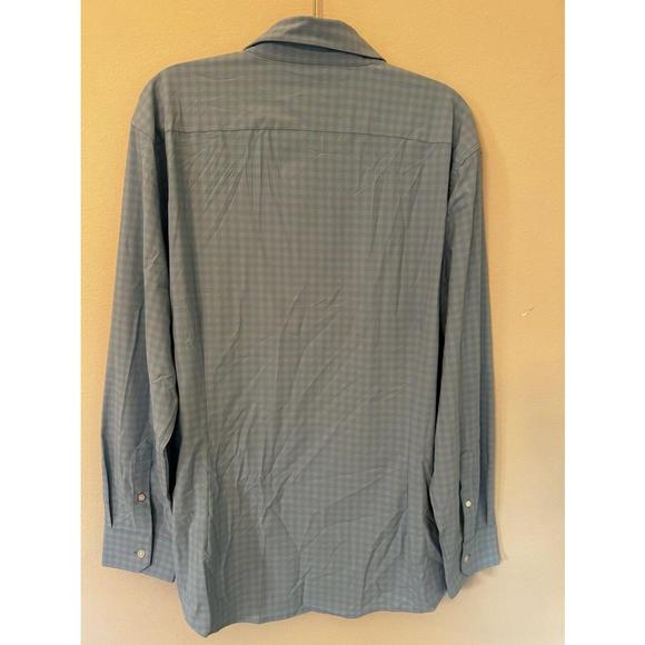 Mizzen Main Performance Shirt Mens Xxl Trim Fit Button Up Blue Gingham Stretch - Picture 4 of 7